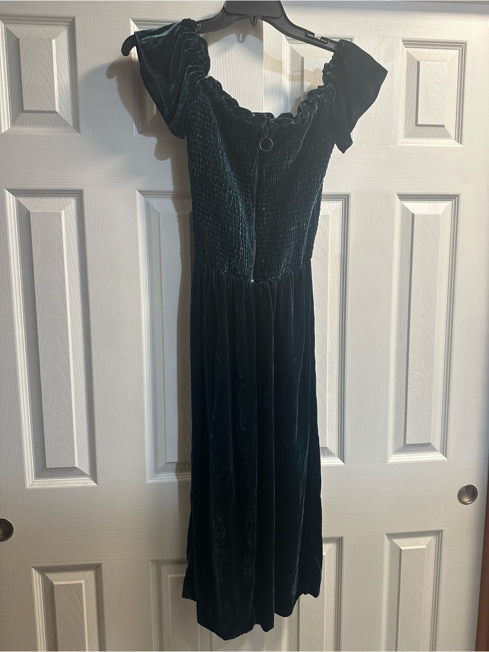 Parker Emerald Green Velvet Off-Shoulder Jumpsuit